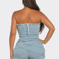 Frayed Edge Denim Corset Romper