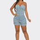 Frayed Edge Denim Corset Romper