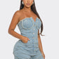 Frayed Edge Denim Corset Romper