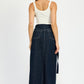 WRAPPED MAXI DENIM SKIRT