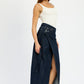 WRAPPED MAXI DENIM SKIRT