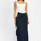 WRAPPED MAXI DENIM SKIRT