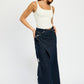 WRAPPED MAXI DENIM SKIRT