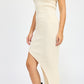 ASYMMETRICAL RIBBED MAXI TUBE DRESS