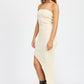 ASYMMETRICAL RIBBED MAXI TUBE DRESS