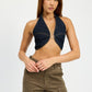 CROPPED HALTER DENIM TOP