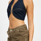 CROPPED HALTER DENIM TOP