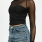 CONTRASTED SHEER RUCHED TOP