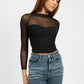 CONTRASTED SHEER RUCHED TOP