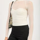 CONTRASTED SHEER RUCHED TOP