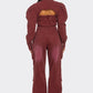 Vintage Inspired Utility Burgundy Jumpsuit