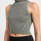 TURTLE NECK RIBBED SLEEVELESS TOP