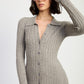 BUTTONED LONG SLEEVE CABLE KNIT DRESS