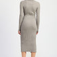 BUTTONED LONG SLEEVE CABLE KNIT DRESS