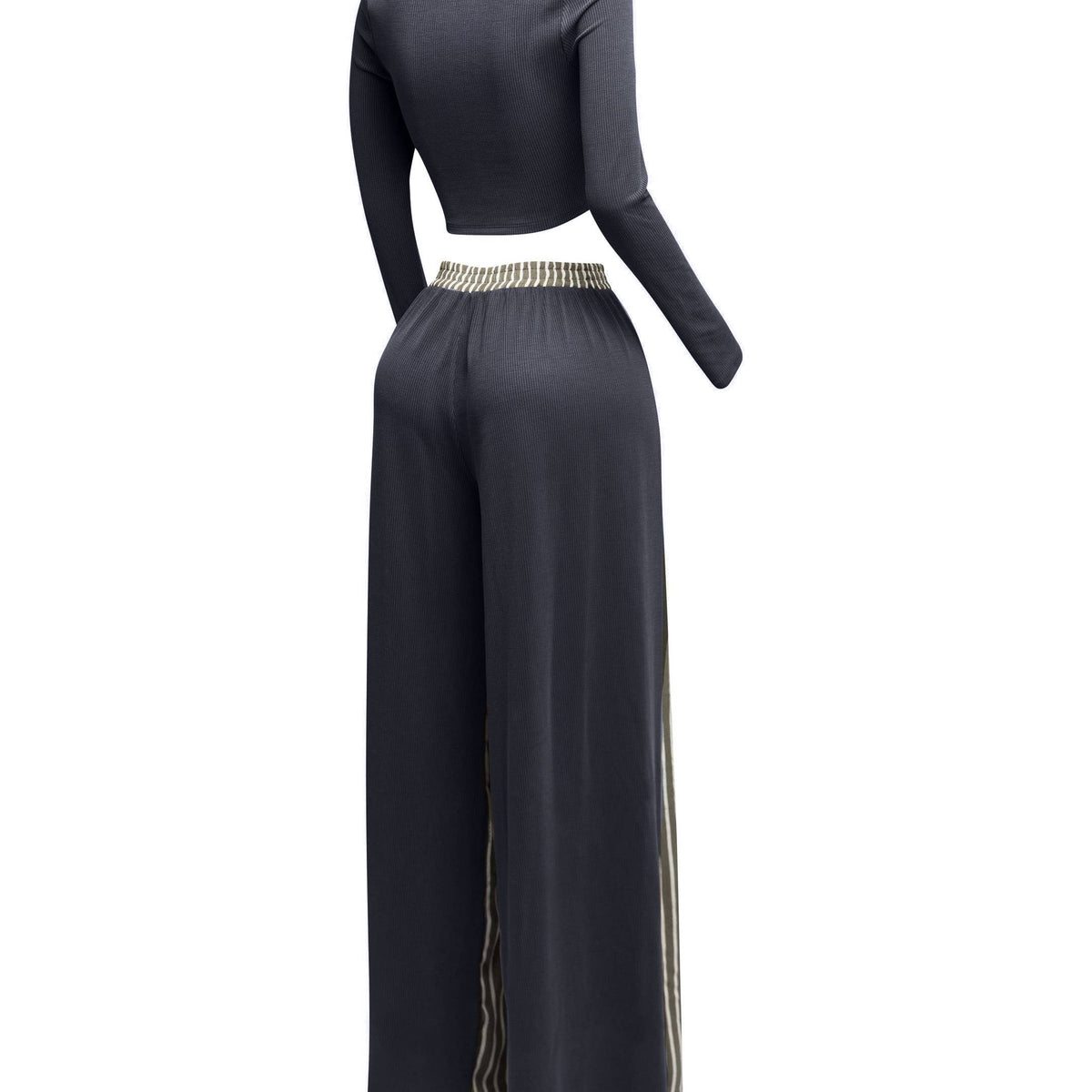 Ribbed Knotted Top And Wide Leg Pants