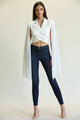 Criss-Cross Front Cropped Top With Cape Sleeves