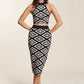 PATTERNED KNIT CROP TANK WITH SKIRT SET