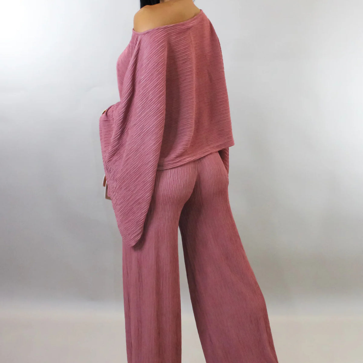 Off Shoulder Wide Leg Pants Set