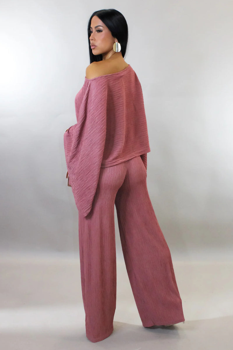 Off Shoulder Wide Leg Pants Set