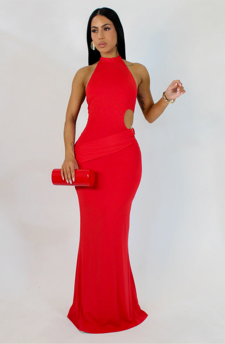 Cutout Halter Maxi Dress