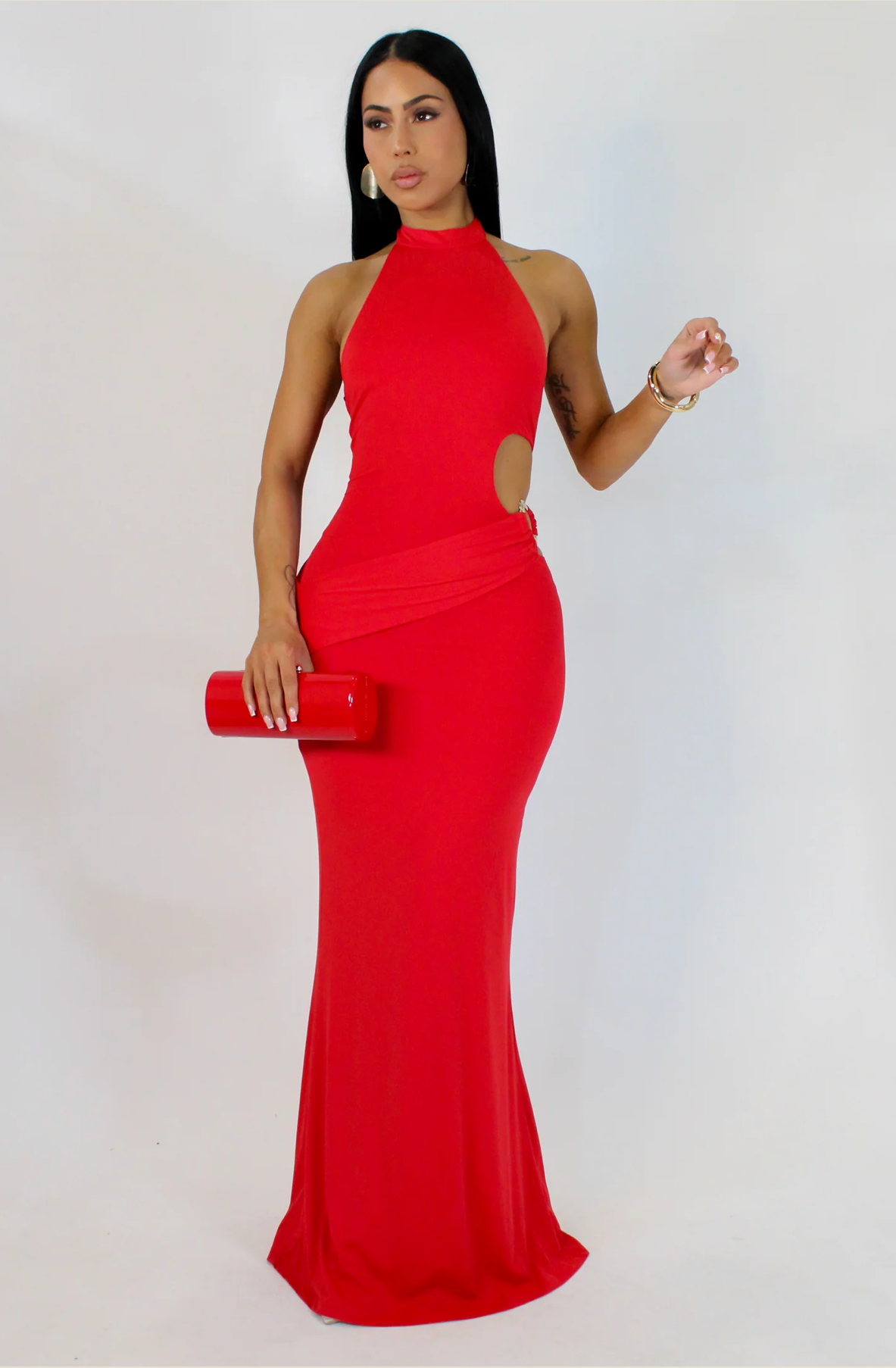 Cutout Halter Maxi Dress