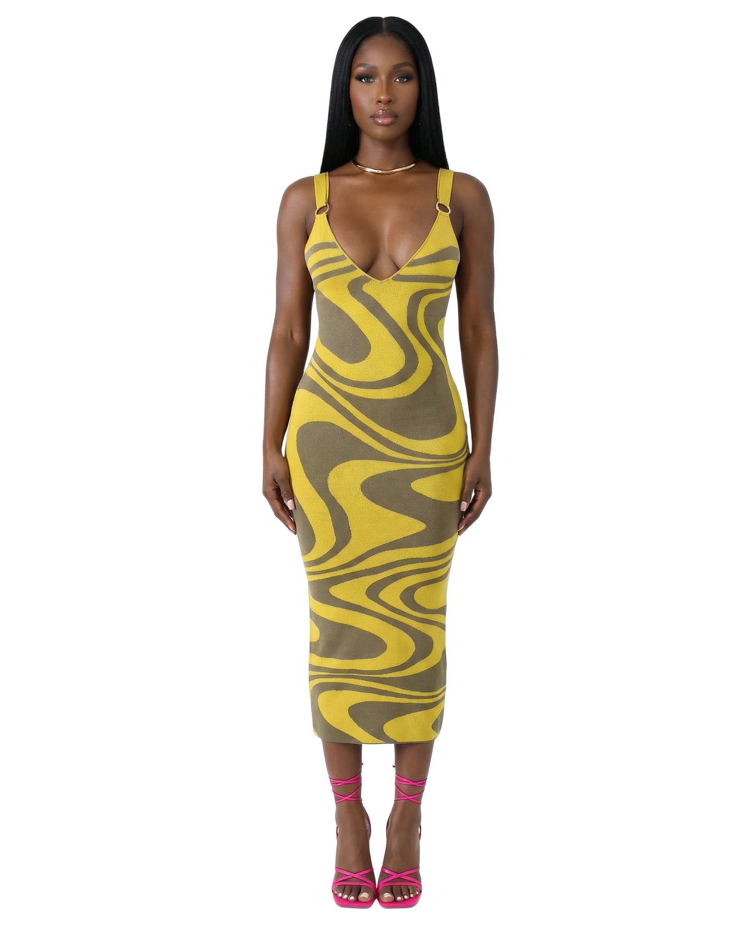Swirl Bodycon Midi Dress