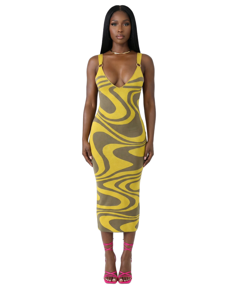 Swirl Bodycon Midi Dress