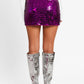 Purple Sequin Metallic Mini Skirt