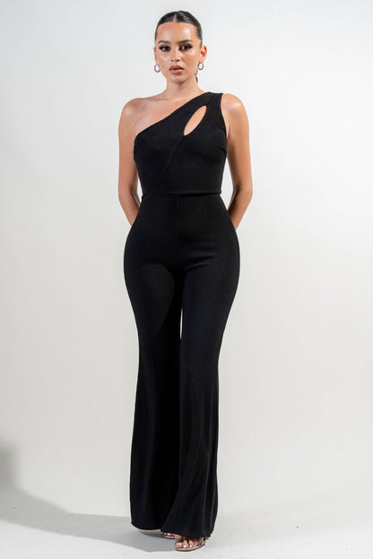 Rib One Shoulder Jumpsuit