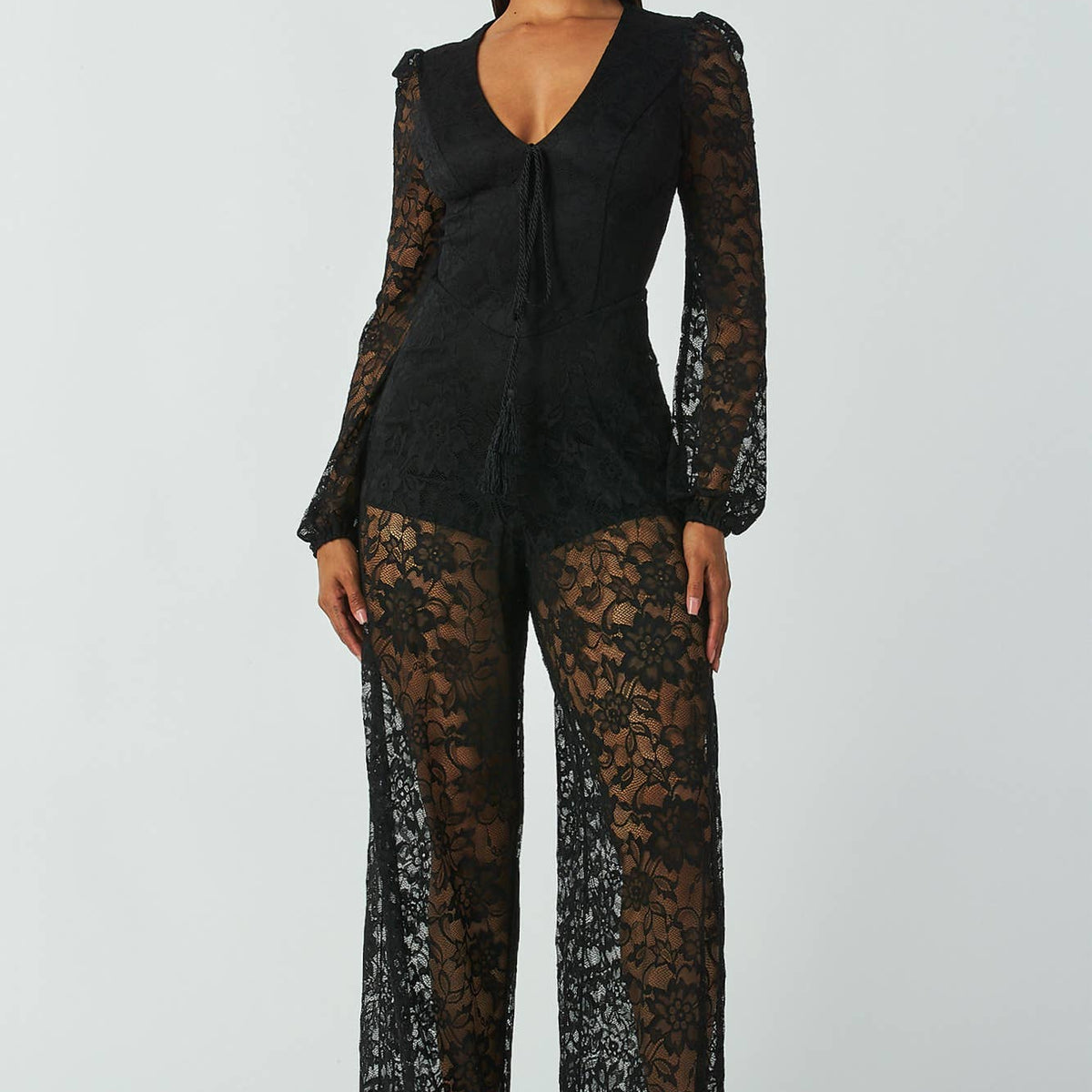 Long Sleeved Lace Jumpsuit