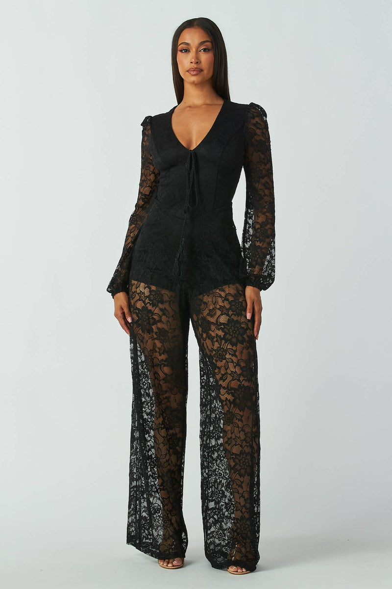 Long Sleeved Lace Jumpsuit