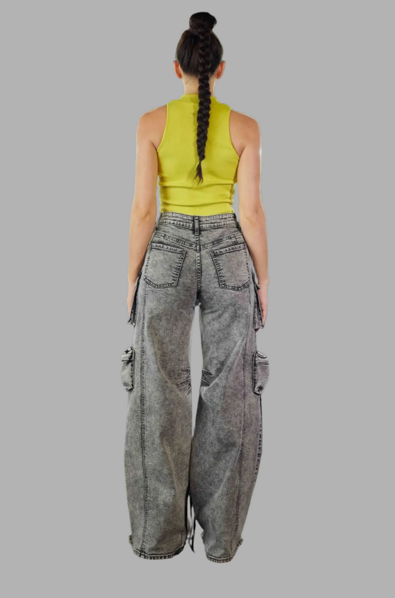 Acid Black Cargo Jeans