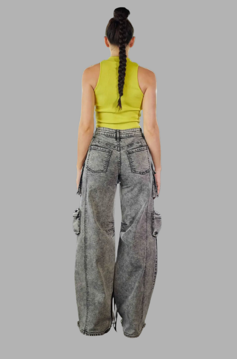 Acid Black Cargo Jeans