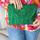 Emerald Green Woven Clutch