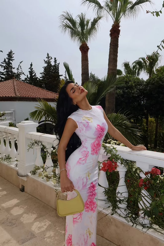 White Samsara Floral Print Dress