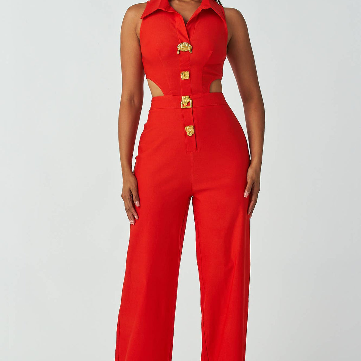 Sleeveless Collared Jumpsuit