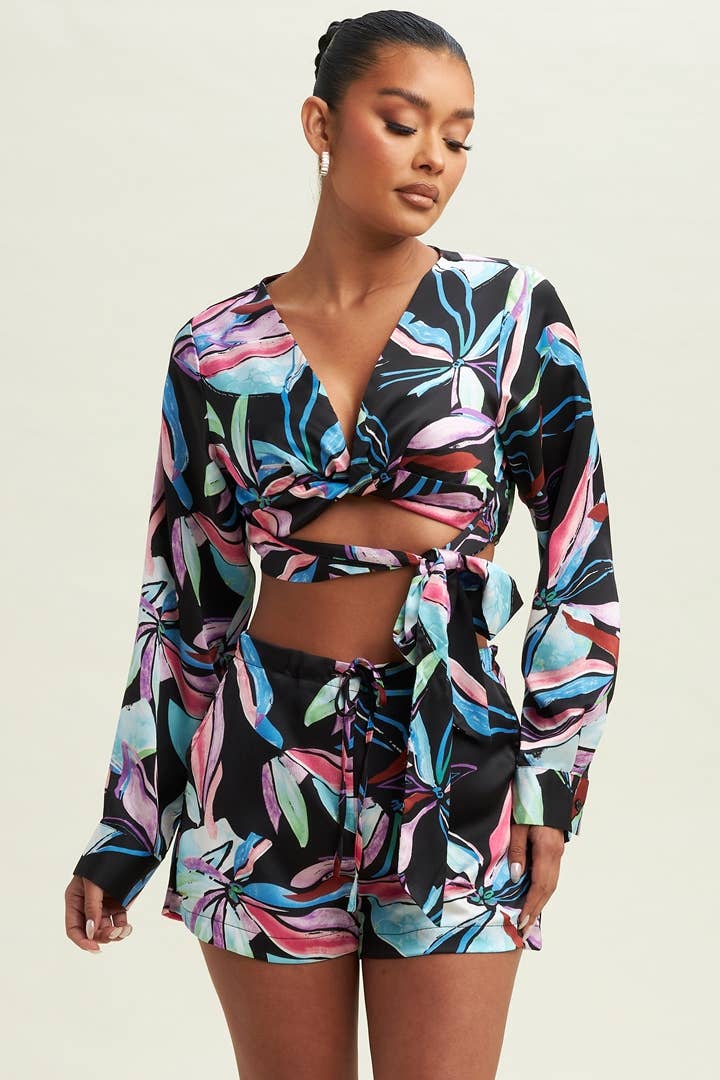 Floral Print Two Piece Short Set