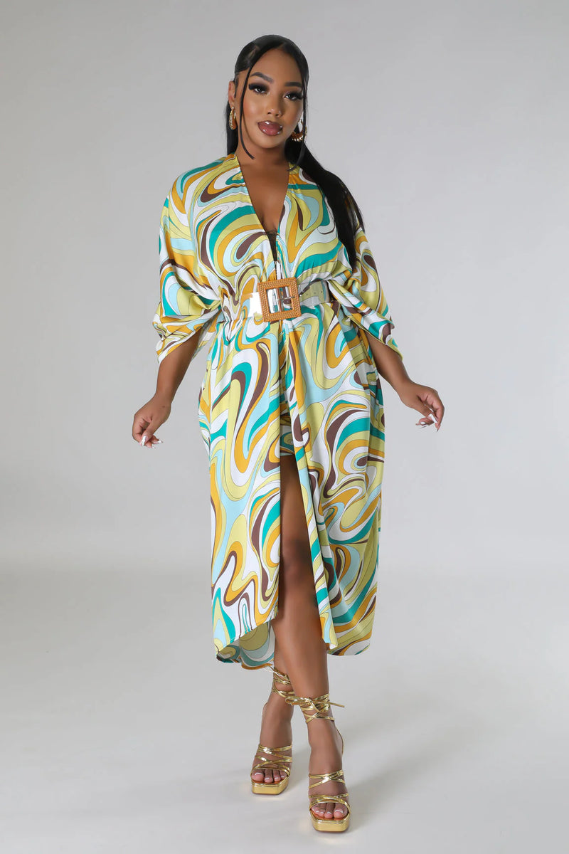 Abstract Pattern Cardigan & Shorts Set