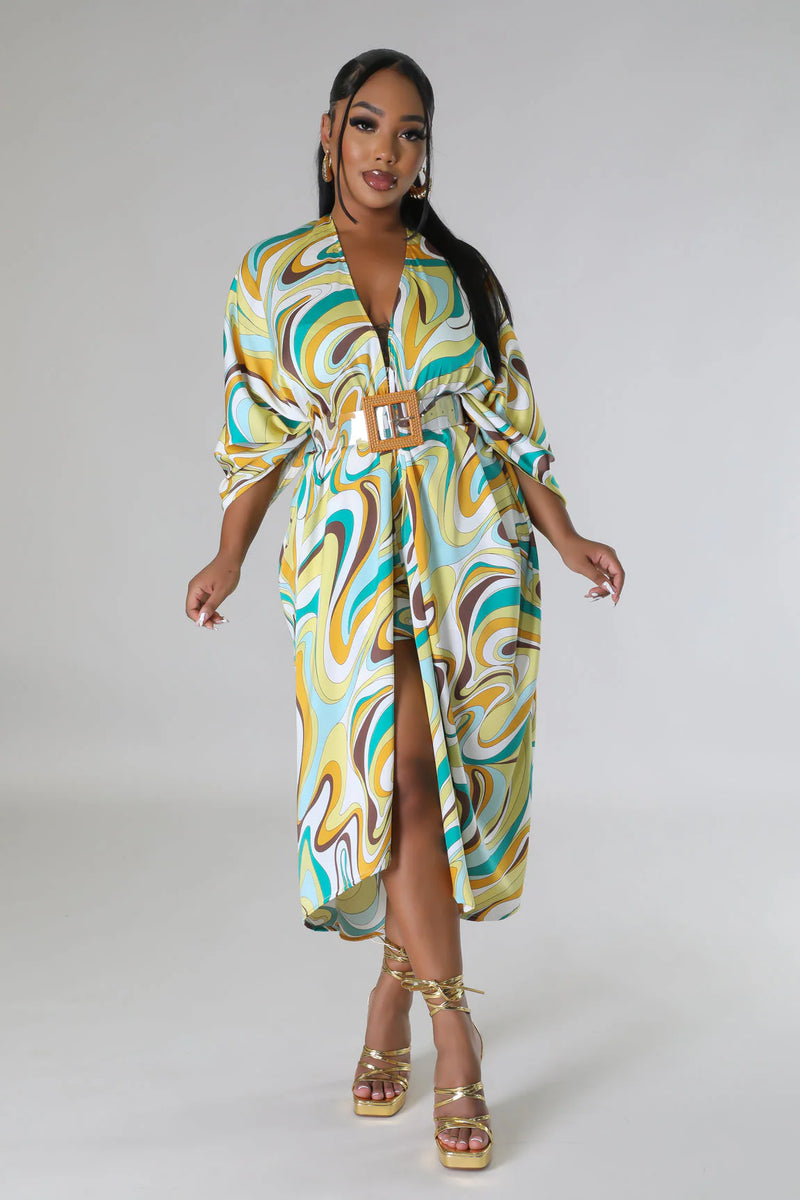 Abstract Pattern Cardigan & Shorts Set