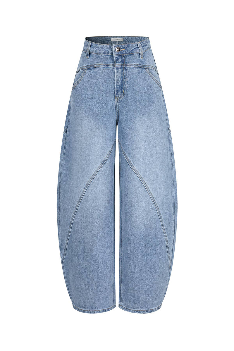 Denim High Waist Barrel Jeans