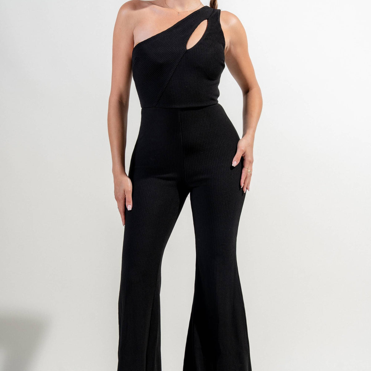 Rib One Shoulder Jumpsuit