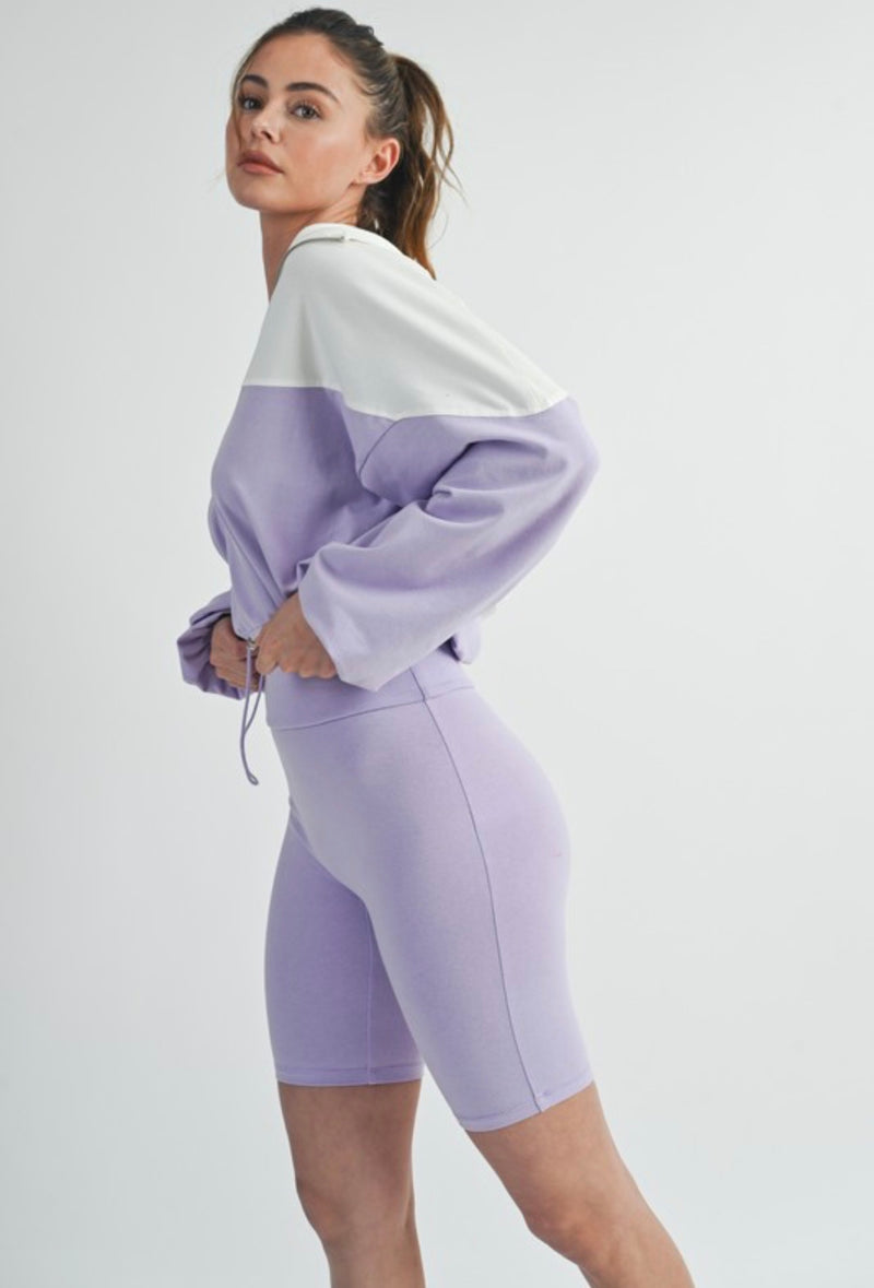 Cropped Jacket & High-Waisted Biker Shorts