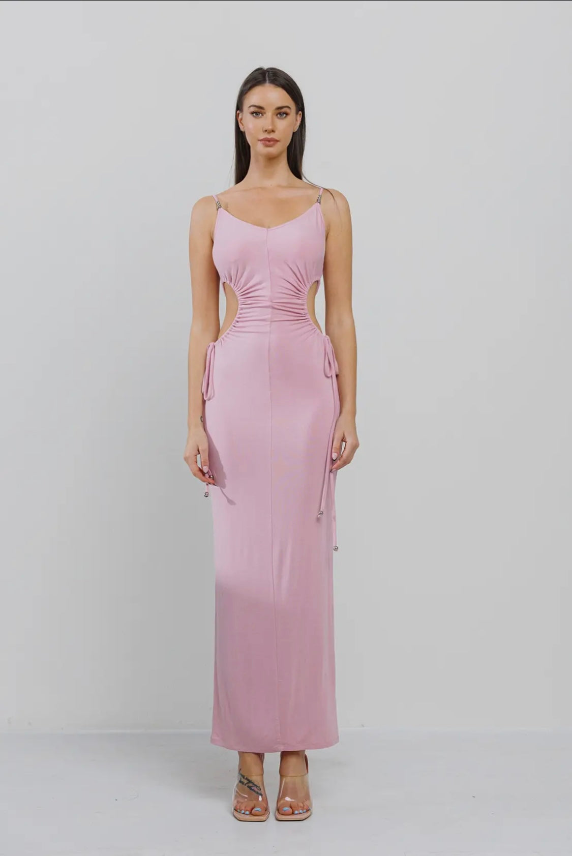 Rose Petal Side Cut Out Maxi Dress