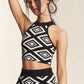 PATTERNED KNIT CROP TANK WITH SKIRT SET