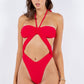 ONE PIECE OPEN CUTOUT FRONT PANEL WITH HALTER NECK