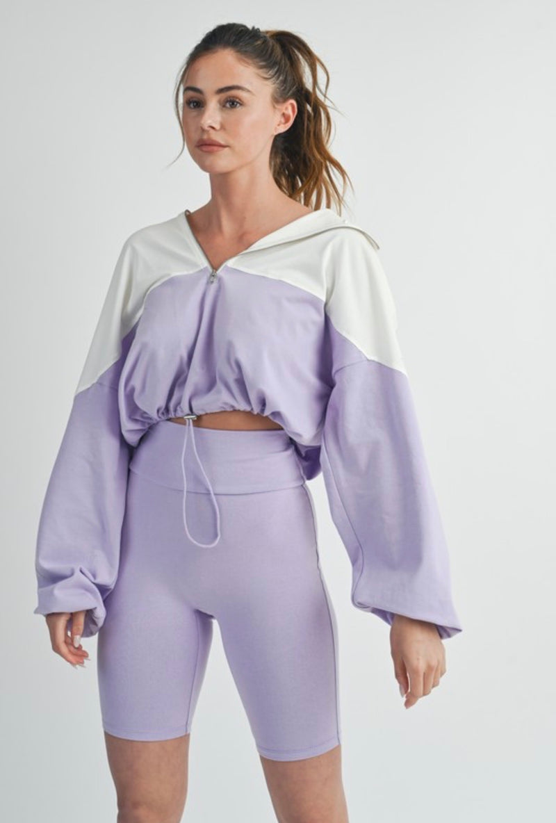 Cropped Jacket & High-Waisted Biker Shorts