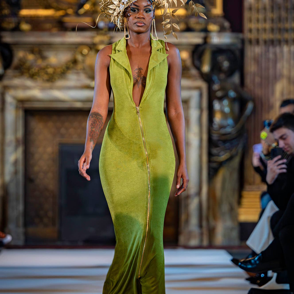 Olive Deep V Neck Maxi