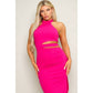 EVE CUTOUT ASYMMETRIC MIDI DRESS