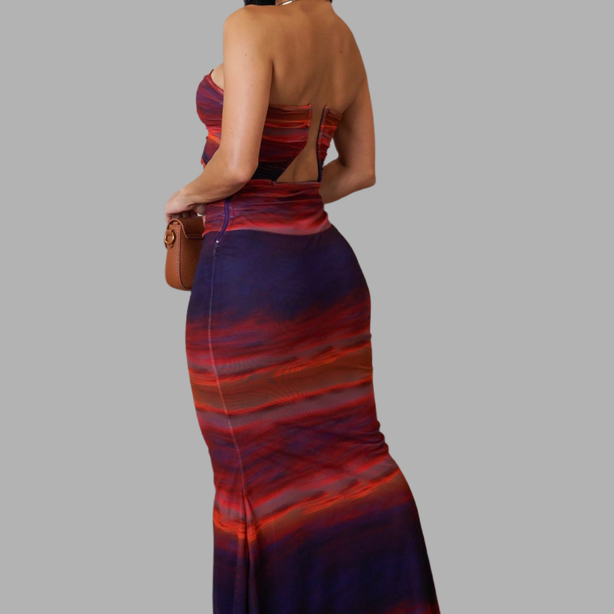 Abstract Sleeveless Maxi Dress