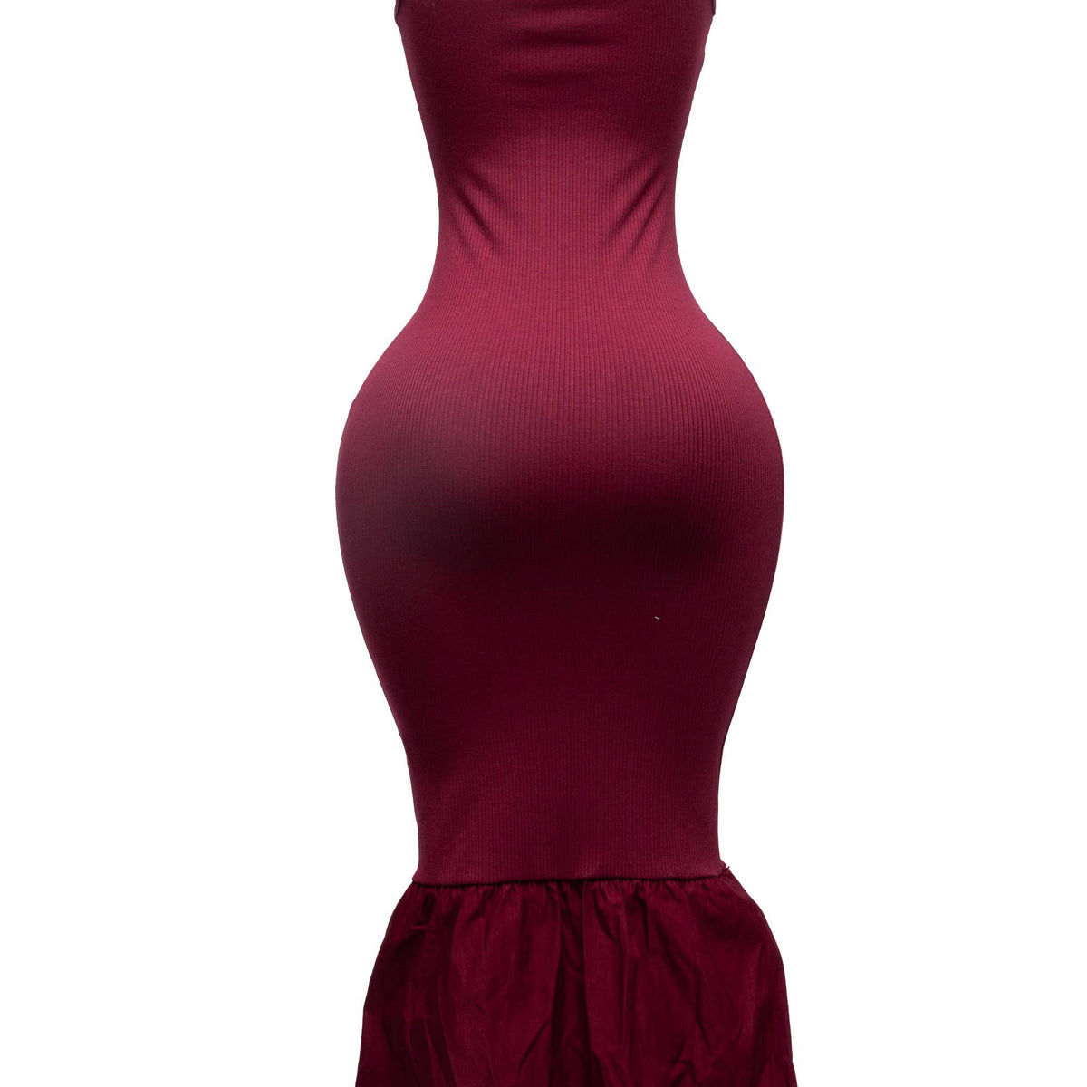 Sleeveless ribbed mermaid bubble hem dress